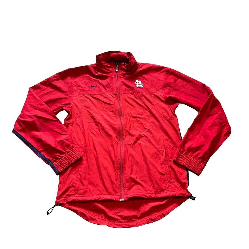 Nike Mens St Louis Cardinals Windbreaker Jacket Red Full Zip Small Packable Hood